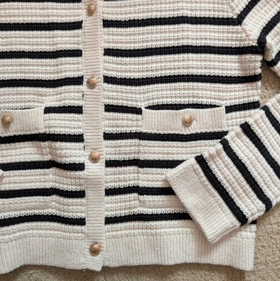 Abercrombie Kids Stripe Knit Button Cardigan Size 17/18 OR Women's Small/Medium - Picture 4 of 10